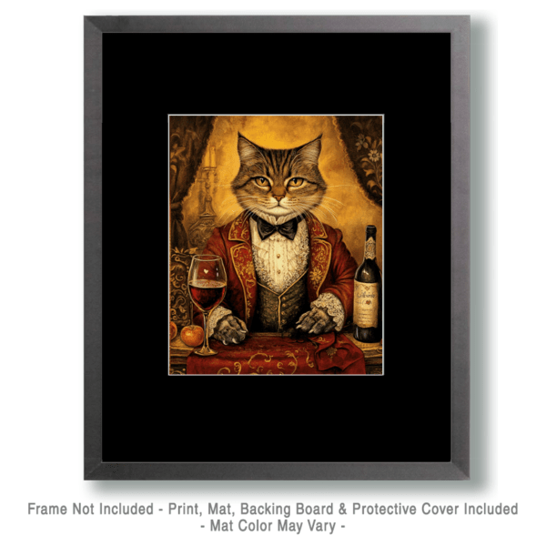 Cat Gambler with Wine Art