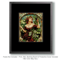 Nouveau Lady with Wine Glass Art