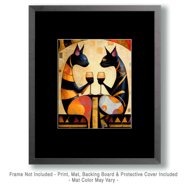 Deco Cats with Wine Glasses Art