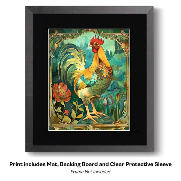 Art Nouveau Introspective Chicken art print