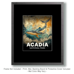 Acadia National Park - Vintage Whale Art Print