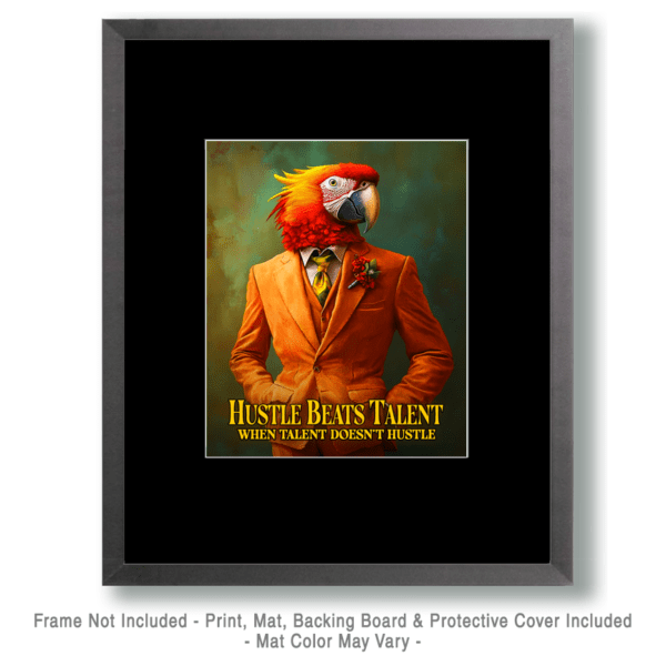 Hustle Beats Talent Motivational Wall Art Print