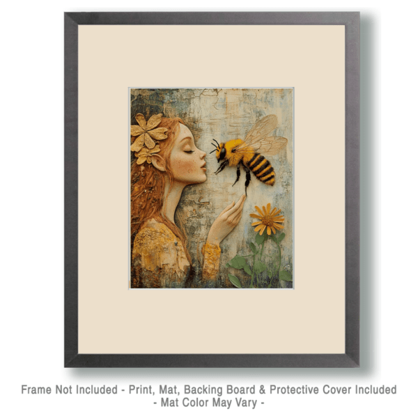 Folk Art Fairy Talking to a Bee Print