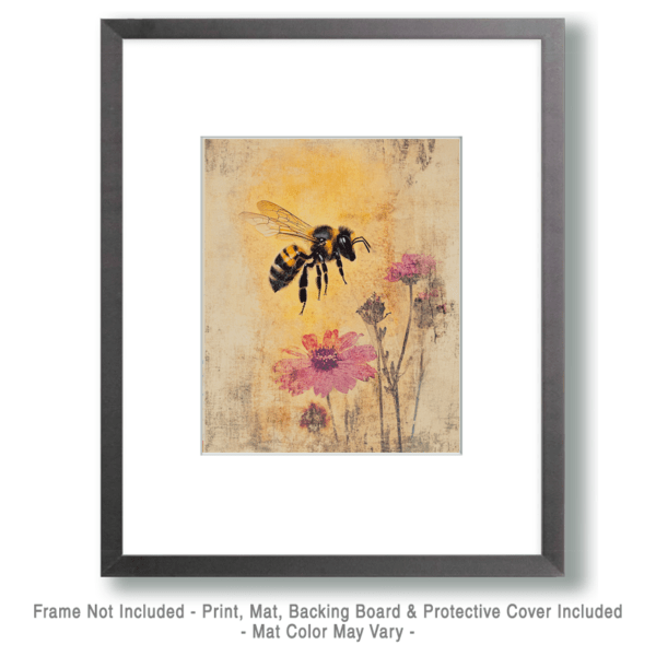 Bee & Pink Asters Art