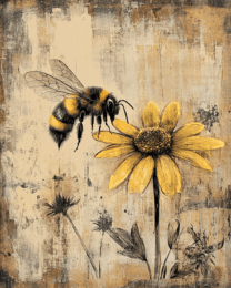 Vintage Bee Sunflower