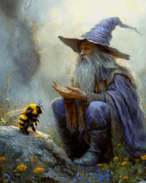 Wizard Telling a Story to a Bee