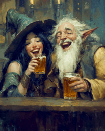 Witch & Elf Drinking Honey Mead