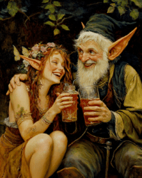 Two Elves Drinking Honey Mead