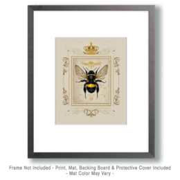 Vintage Bee & Crown Art