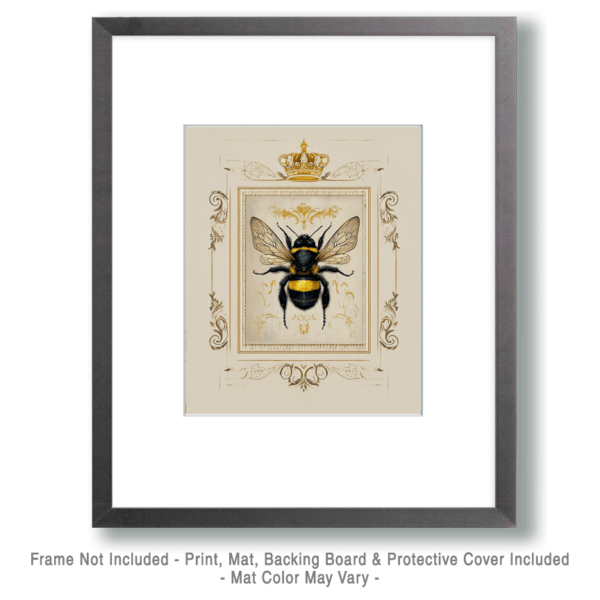 Vintage Bee & Crown Art