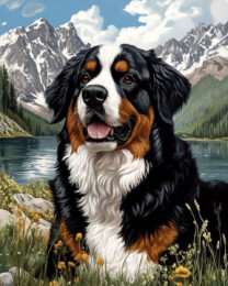 Bernese Mountain Dog in the Mountains