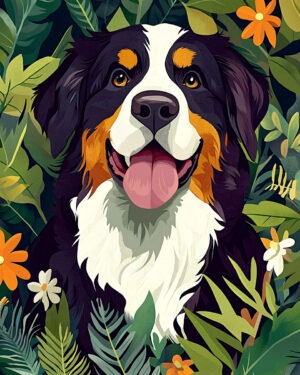 Bernese Mountain Dog In Garden