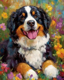 Floral Bernese Mountain Dog