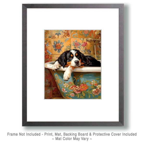 Bernese Mountain Dog in Bathtub Art