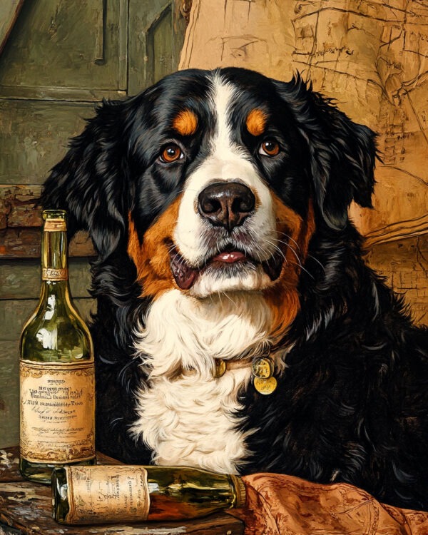 Bernese Mountain Dog in Tavern