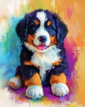 Watercolor Bernese Mountain Dog Puppy