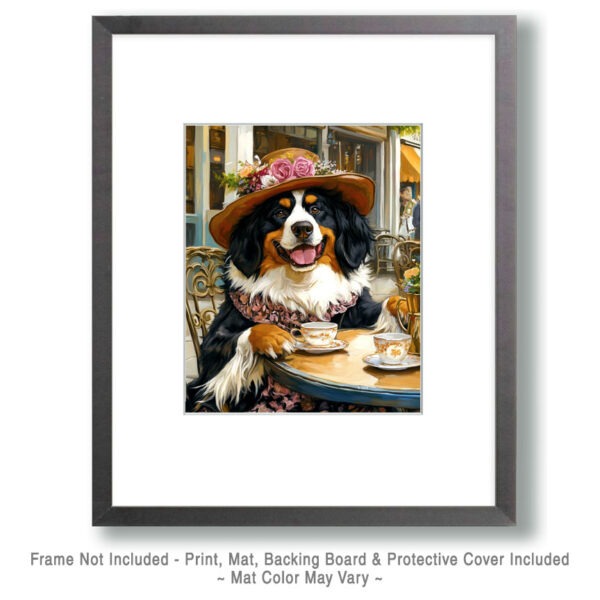 Bernese Mountain Dog Having Tea Art