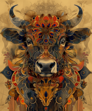 Bison Art Nouveau Spectacular Art Print