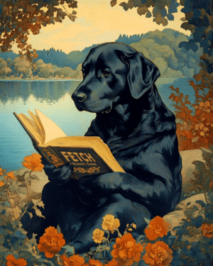 Black Labroador Reading How to Fetch