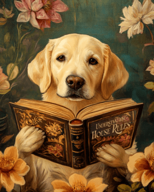 Labrador Retriever Reading the House Rules