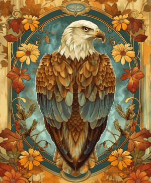 Eagle Art Nouveau Perched Art Print