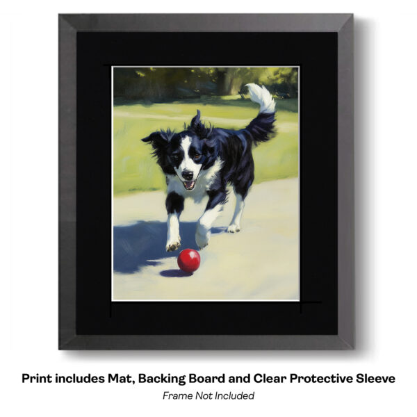 Border Collie and Red Ball art