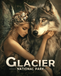 Glacier National Park - Fairy with Pet Wolf