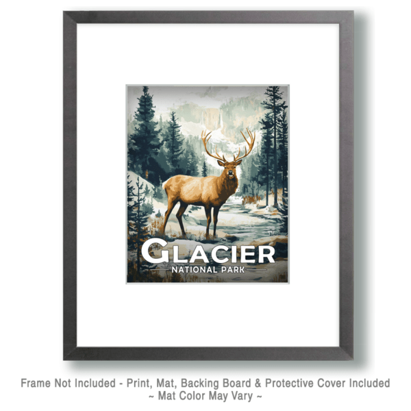 Glacier National Park - Elk by Creek Art