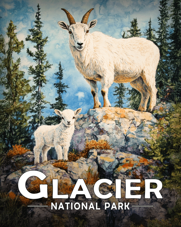 Glacier National Park - Mountain Goat and Baby