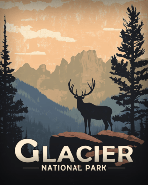 Glacier National Park - Elk Silhouette