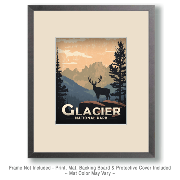 Glacier National Park - Elk Silhouette Art