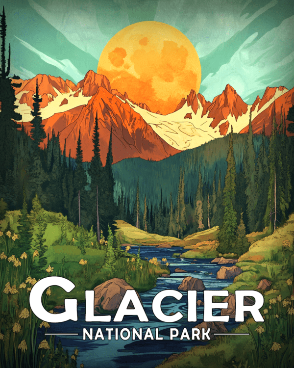 Glacier National Park - Stylized Sunrise