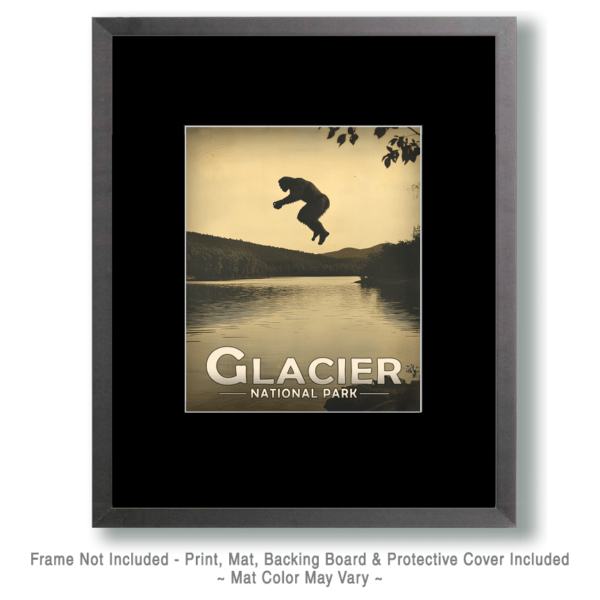 Glacier National Park - Bigfoot Jumping in Flathead River Art