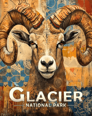 Glacier National Park - Stylized Bighorn Ram