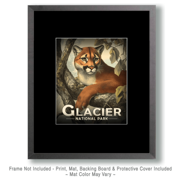 Glacier National Park - Antique Style Mountain Lion Art