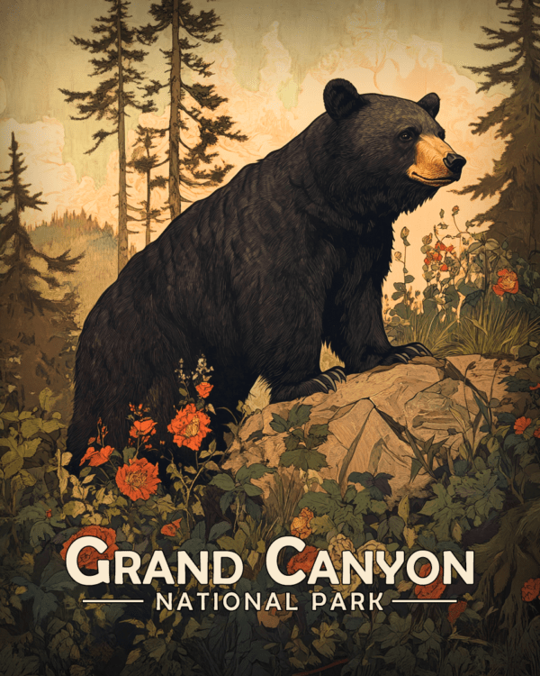 Grand Canyon National Park - Antique Style Black Bear