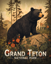 Grand Teton National Park - Antique Style Black Bear