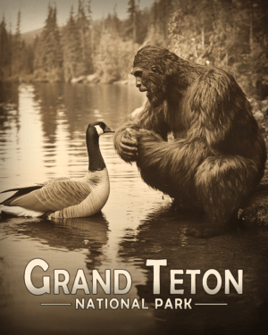 Grand Teton National Park - Bigfoot Talking to Canadian Goose