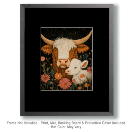 Mother and Baby Highland Cow Art