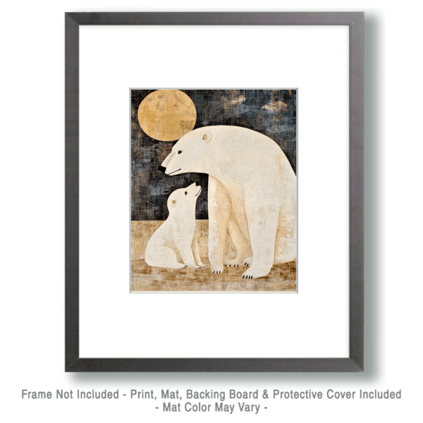 Polar Bear Baby with Mother Art