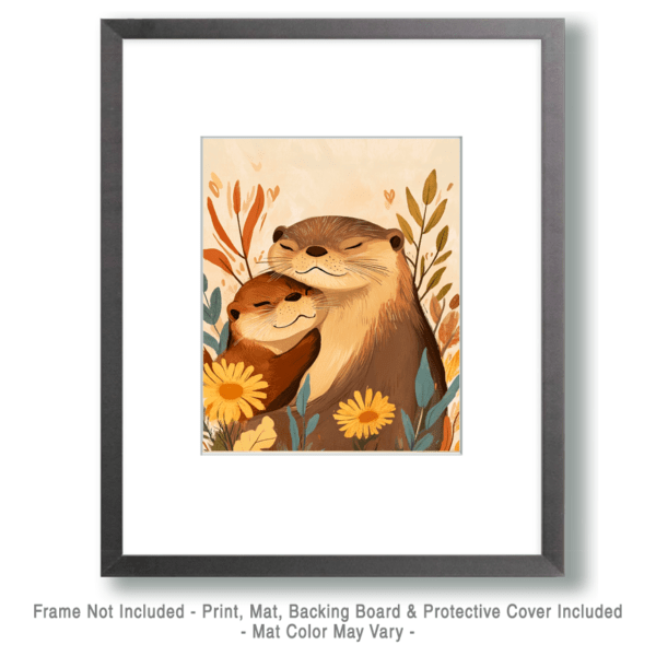 Otter Baby with Mother Art