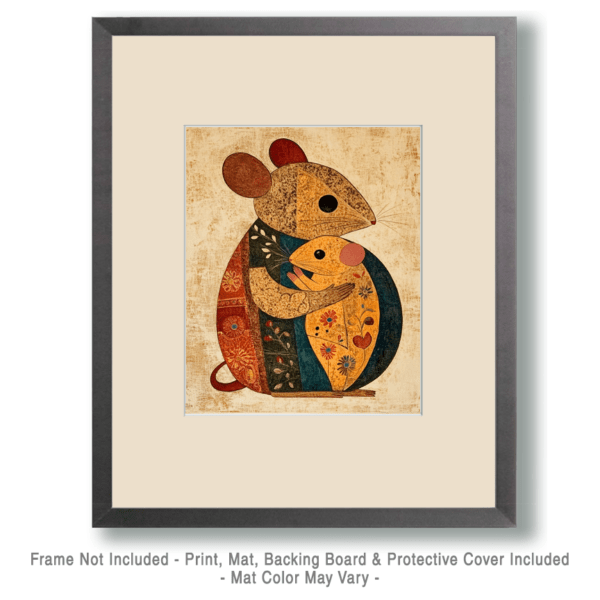 BOHO Mouse Baby with Mom Art