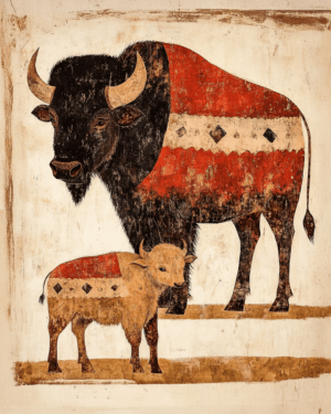 Prarie Bison and Baby