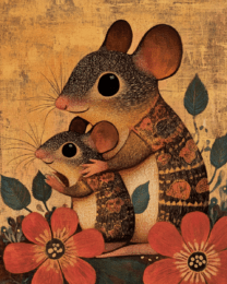 Vintage Style Mouse Baby with Mother