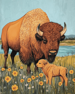 Buffalo and Baby