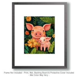 Happy Piglet with Mom Art
