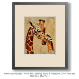 Giraffe Baby with Mom Art