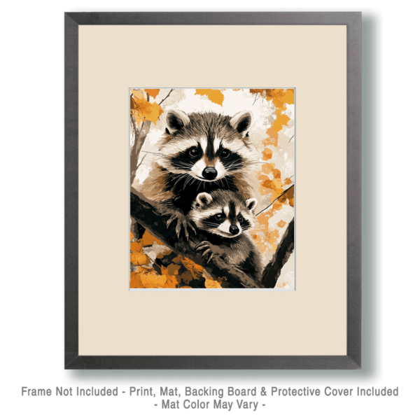 Raccoon Baby with Mom Art