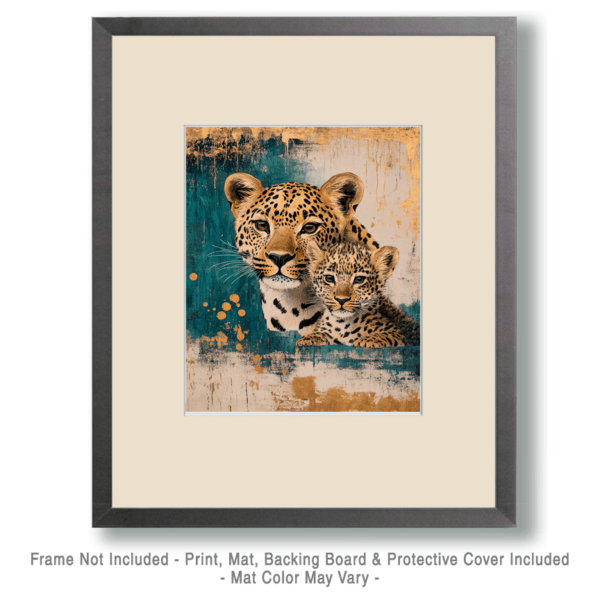 Vintage Style Leopard Cub with Mom Art