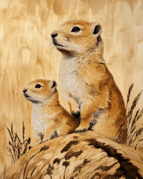 Prarie Dog Mother and Baby